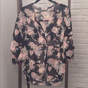 Necessary Clothing Black Floral Elle Girl Blouse